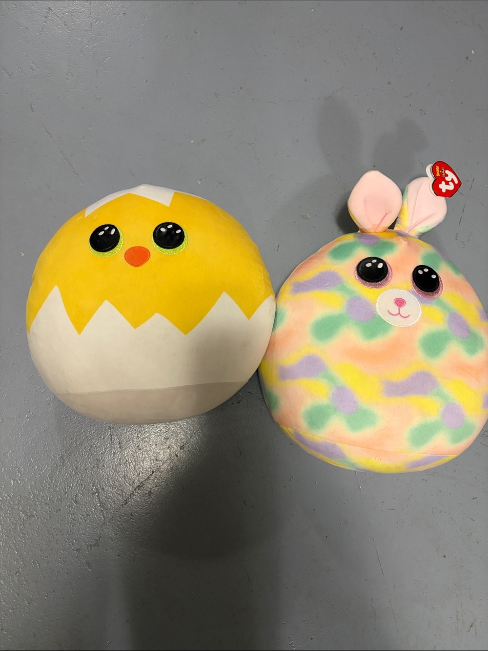 Ty Pastel Multicolor Bunny & Yellow Chick Plush Duo